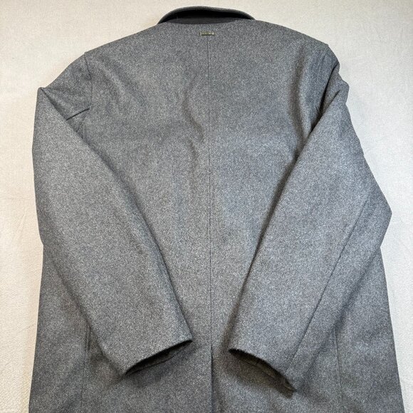 Men's Michael Kors Charcoal Gray Wool Blend Car Coat Overcoat XL Striped Scarf - Picture 11 of 15